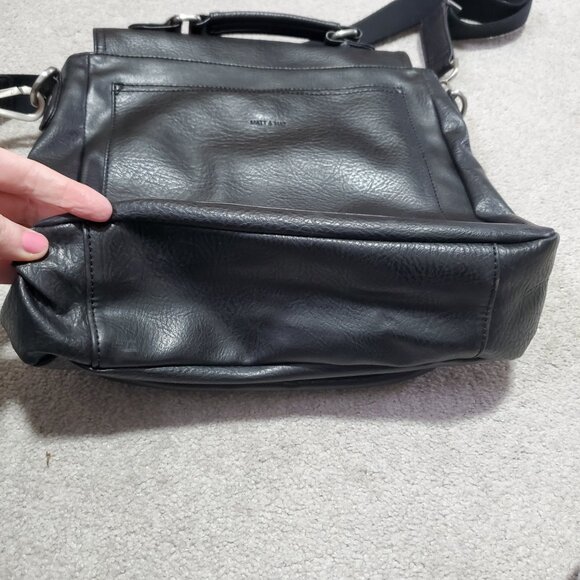 MATT & NAT Narrow Messenger Bag Briefcase Vegan Leather Press Lock Buckle Black - Picture 4 of 16